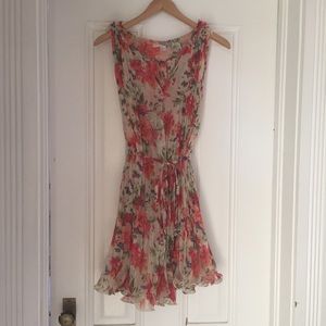 Floral Chiffon Flouncy Accordion Pleated Dress